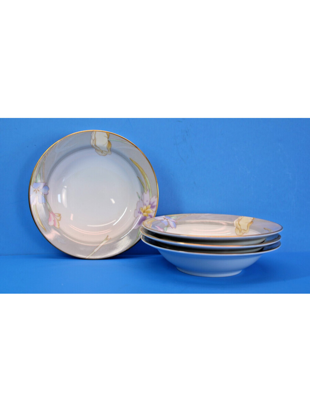 Vtg 6" Shallow Fruit/Dessert Bowls Mikasa Charisma Gray L9049 Japan x4